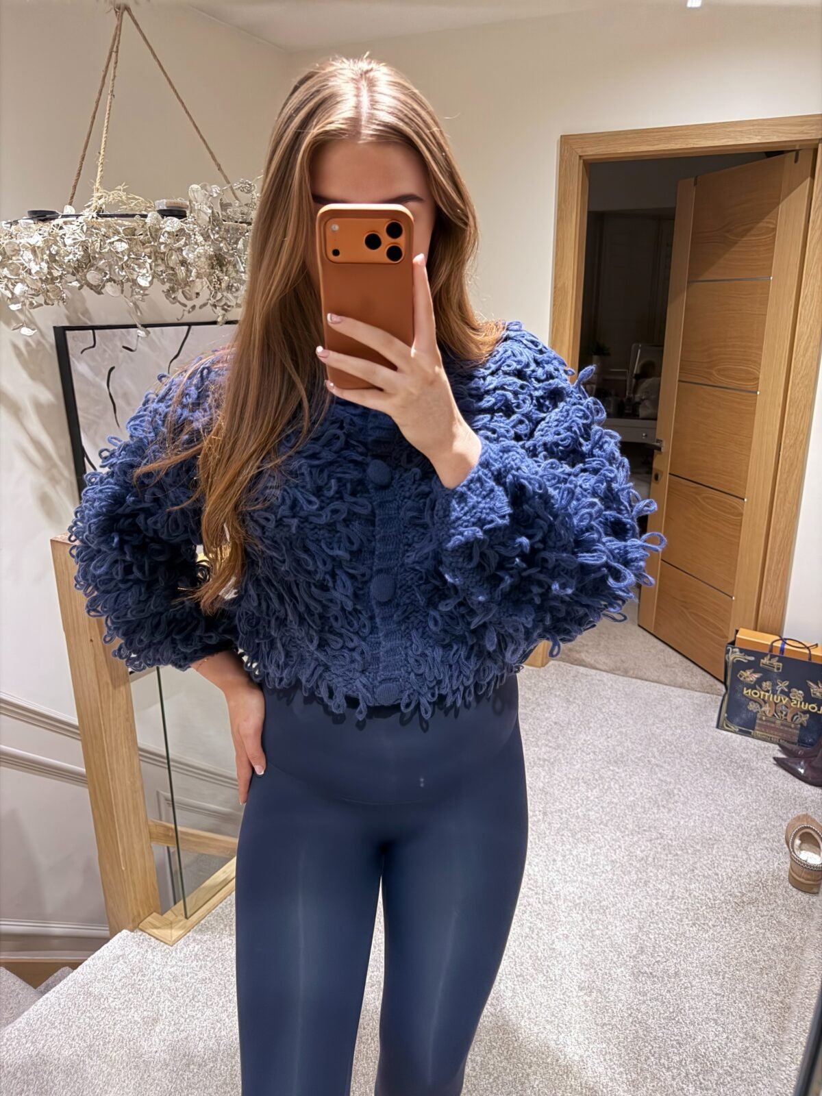 Loopy Cardi & Matching Legging Set - Navy Blue