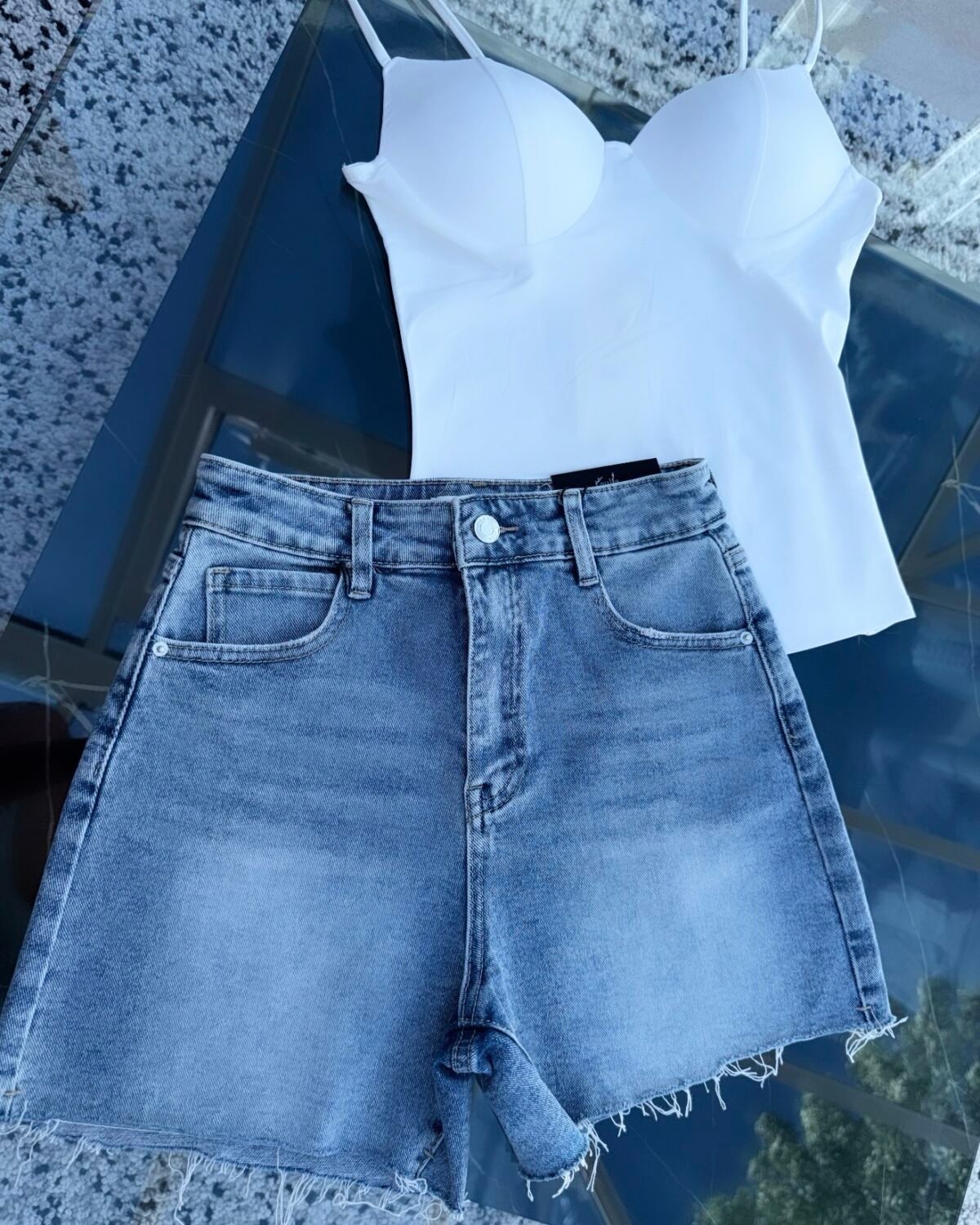 BLUE DENIM SHORTS & MATCHING TOP
