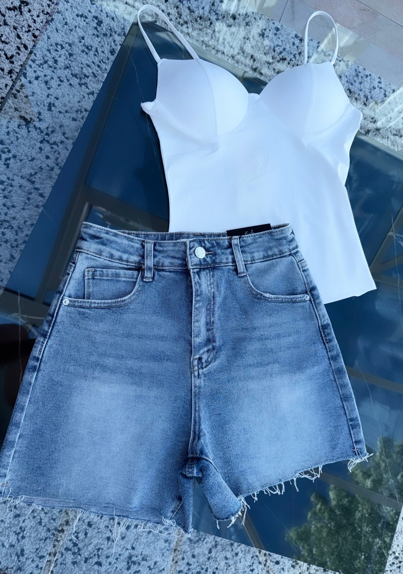 BLUE DENIM SHORTS & MATCHING TOP